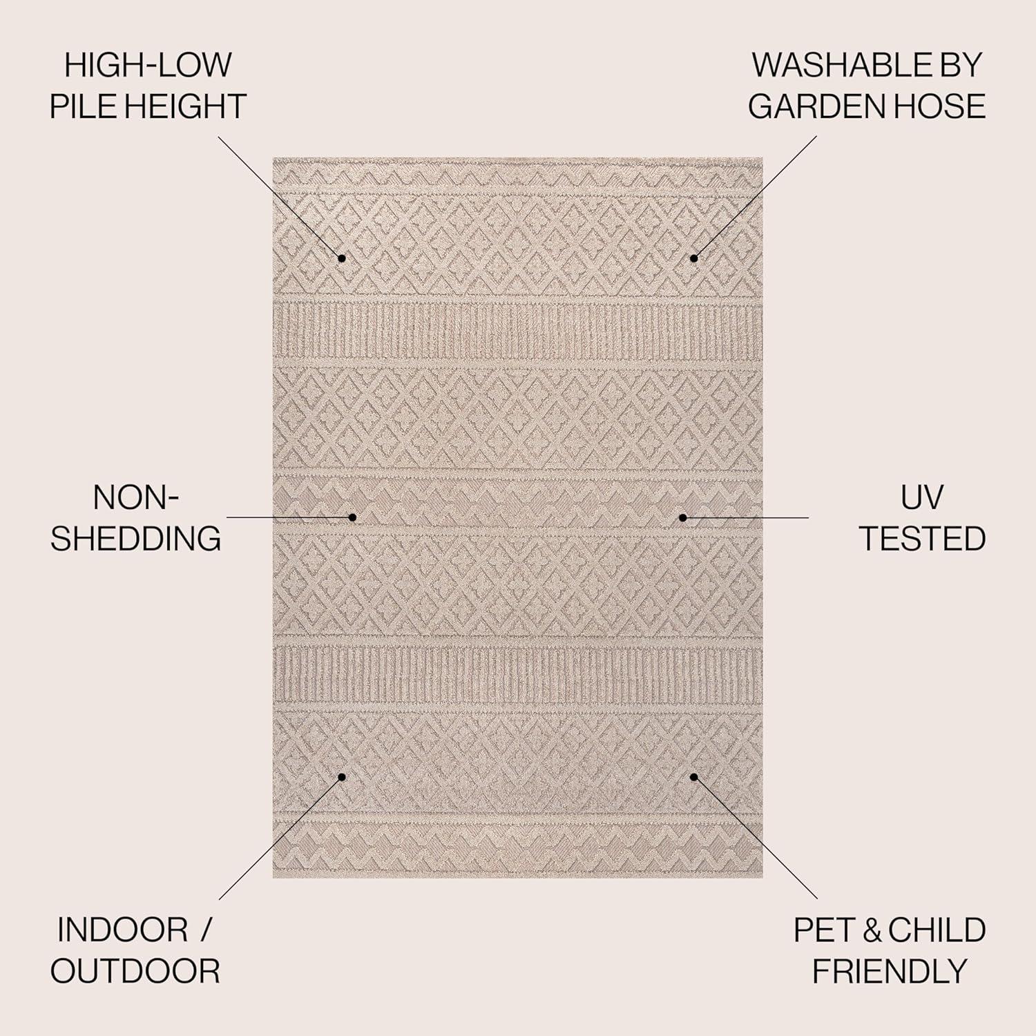 image:imageJONATHAN Y Trellis Geometric Indoor Outdoor Area Rug 5X8 BeigeGray Ormond HighLow Modern for Backyard Patio Porch EasyCleaning High Traffic PetFriendly NonShedding SBH109C5BeigeGray