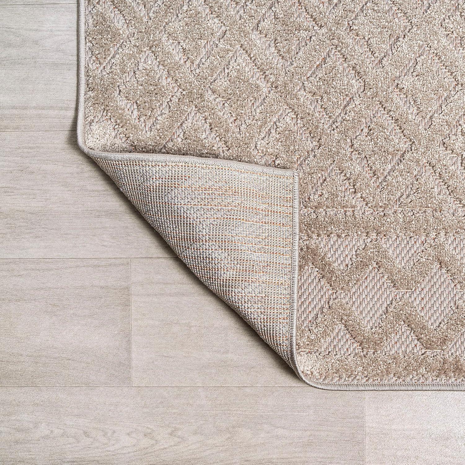 image:imageJONATHAN Y Trellis Geometric Indoor Outdoor Area Rug 5X8 BeigeGray Ormond HighLow Modern for Backyard Patio Porch EasyCleaning High Traffic PetFriendly NonShedding SBH109C5BeigeGray
