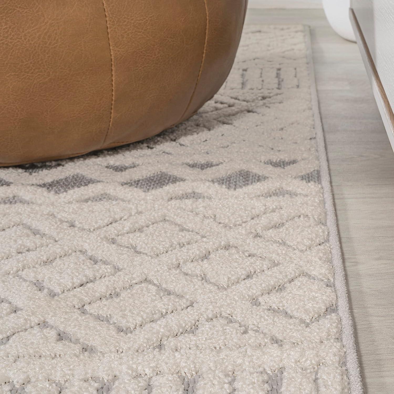 image:imageJONATHAN Y Trellis Geometric Indoor Outdoor Area Rug 5X8 BeigeGray Ormond HighLow Modern for Backyard Patio Porch EasyCleaning High Traffic PetFriendly NonShedding SBH109C5CreamGray