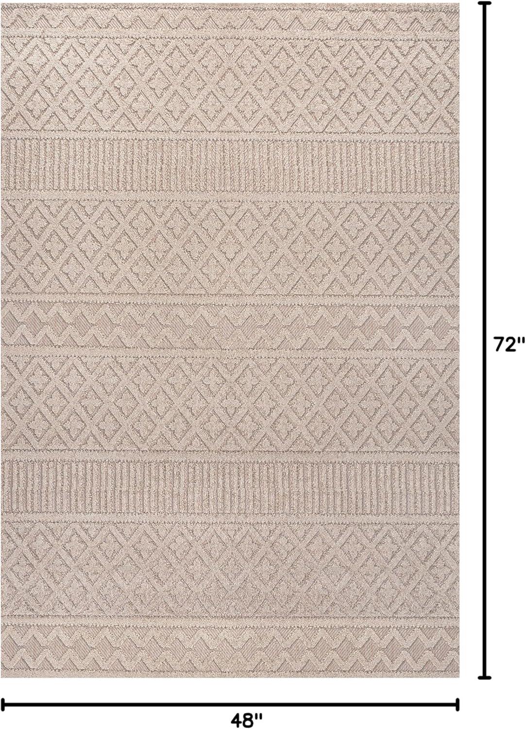 image:imageJONATHAN Y Trellis Geometric Indoor Outdoor Area Rug 5X8 BeigeGray Ormond HighLow Modern for Backyard Patio Porch EasyCleaning High Traffic PetFriendly NonShedding SBH109C5BeigeGray