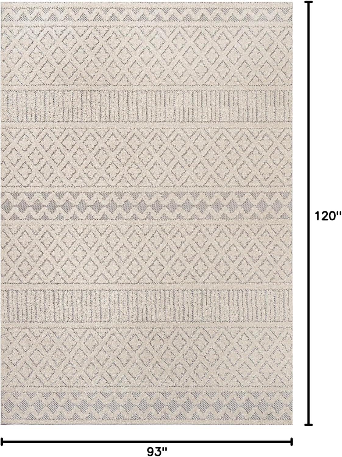 image:imageJONATHAN Y Trellis Geometric Indoor Outdoor Area Rug 5X8 CreamBlack Ormond HighLow Modern for Backyard Patio Porch EasyCleaning High Traffic PetFriendly NonShedding SBH109B5CreamGray
