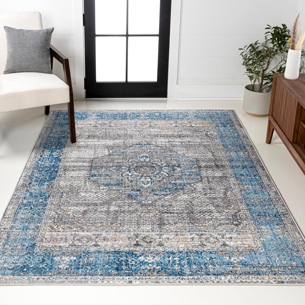 image:imageJONATHAN Y Anatolia Medallion Peacock BlueGray Indoor Area Rug 5x8 Vintage Glam EasyCleaning for Living Room Bedroom Kitchen Pet Friendly NonShedding RES109A553 x 77 Rectangular