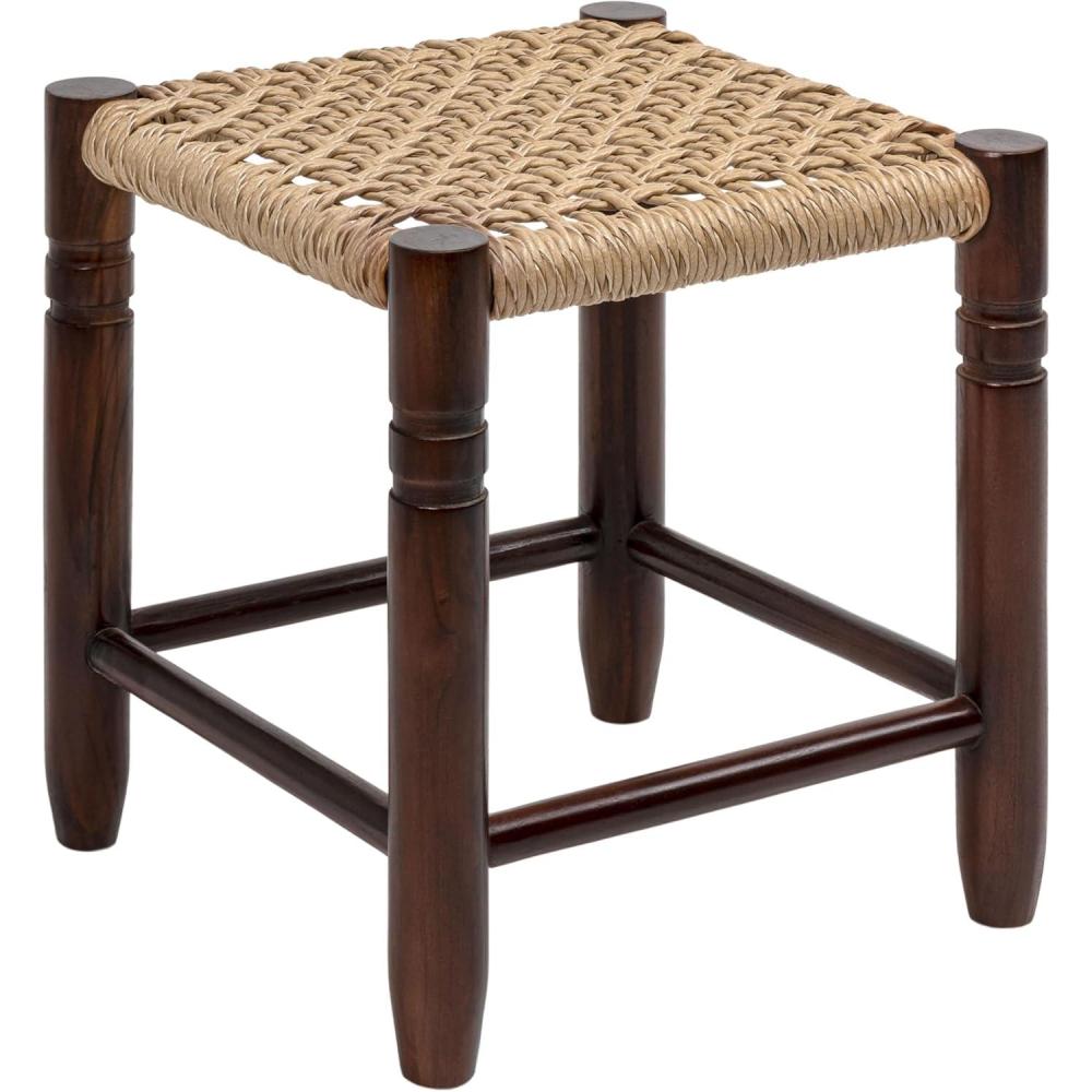 image:imageJONATHAN Y Columnar Handcrafted Teak Wood Outdoor Counter Stool 255 Height Casual Boho Style Synthetic Woven Rattan Seat Weather Resistant Patio Furniture Light BrownDark Brown Wood CSL3004ALight BrownDark Brown