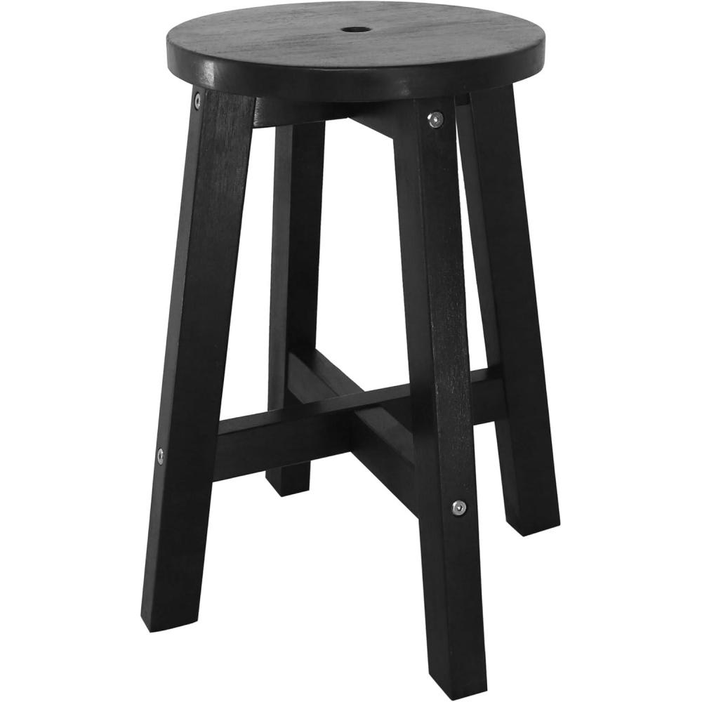 image:imageJONATHAN Y Grove 18 Round Outdoor Stool Coastal Casual Acacia Wood Accent Stool for Patio Garden Deck Porch Side Table Black STL2001BBlack