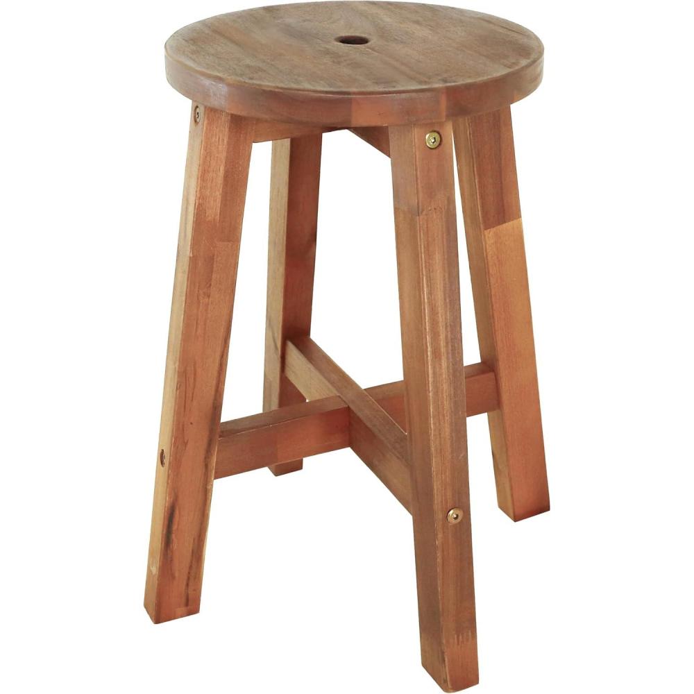 image:imageJONATHAN Y Grove 18 Round Outdoor Stool Coastal Casual Acacia Wood Accent Stool for Patio Garden Deck Porch Side Table Black STL2001BNatural