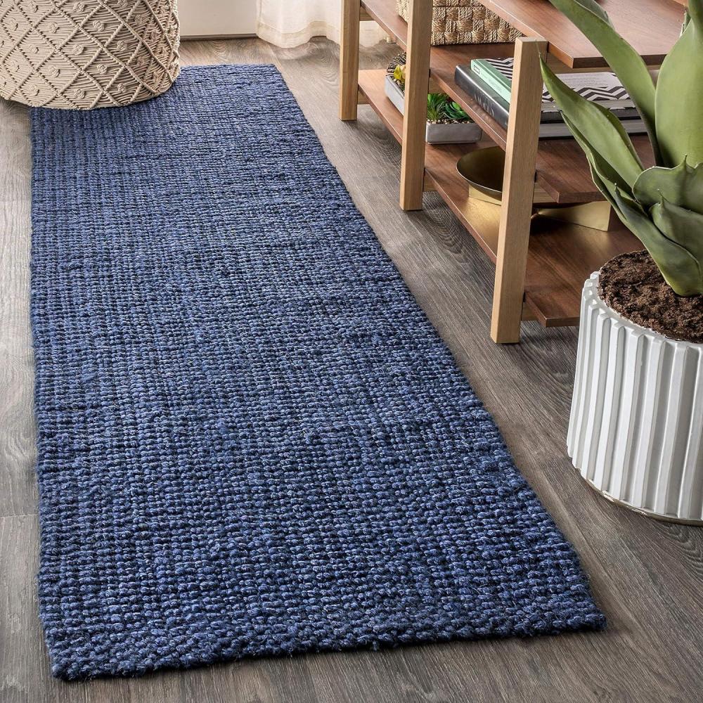 image:imageJONATHAN Y Pata Hand Woven Chunky Jute Brown Indoor Area Rug 5x8 Bohemian Rustic Cottage EasyCleaning for Living Room Bedroom Kitchen NonShedding NRF102G5Navy