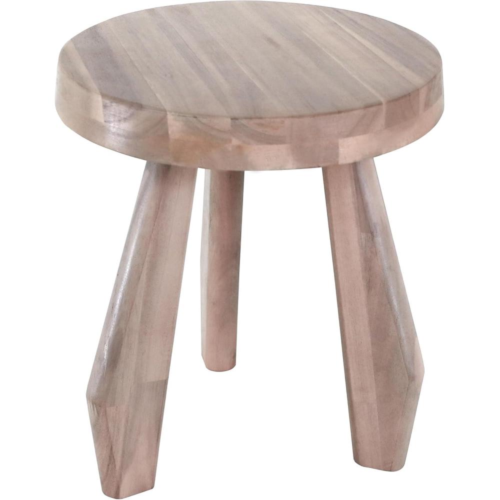 image:imageJONATHAN Y Rustic Coastal 15 Light Wood Solid Acacia Wood Outdoor Stool Tripod Round Patio Garden Stool Weather Resistant Accent Side Table for Porch Deck Lawn STL2000BLight