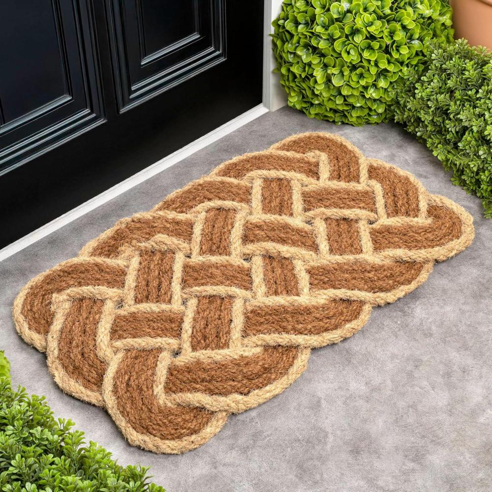 image:imageJONATHAN Y Scalloped Basketweave Coir Indoor Outdoor Mat 18X30 NaturalBleach Maeve Classic Coastal for Backyard Patio Porch EasyCleaning High Traffic PetFriendly NonShedding NRF100B1830NaturalBleach