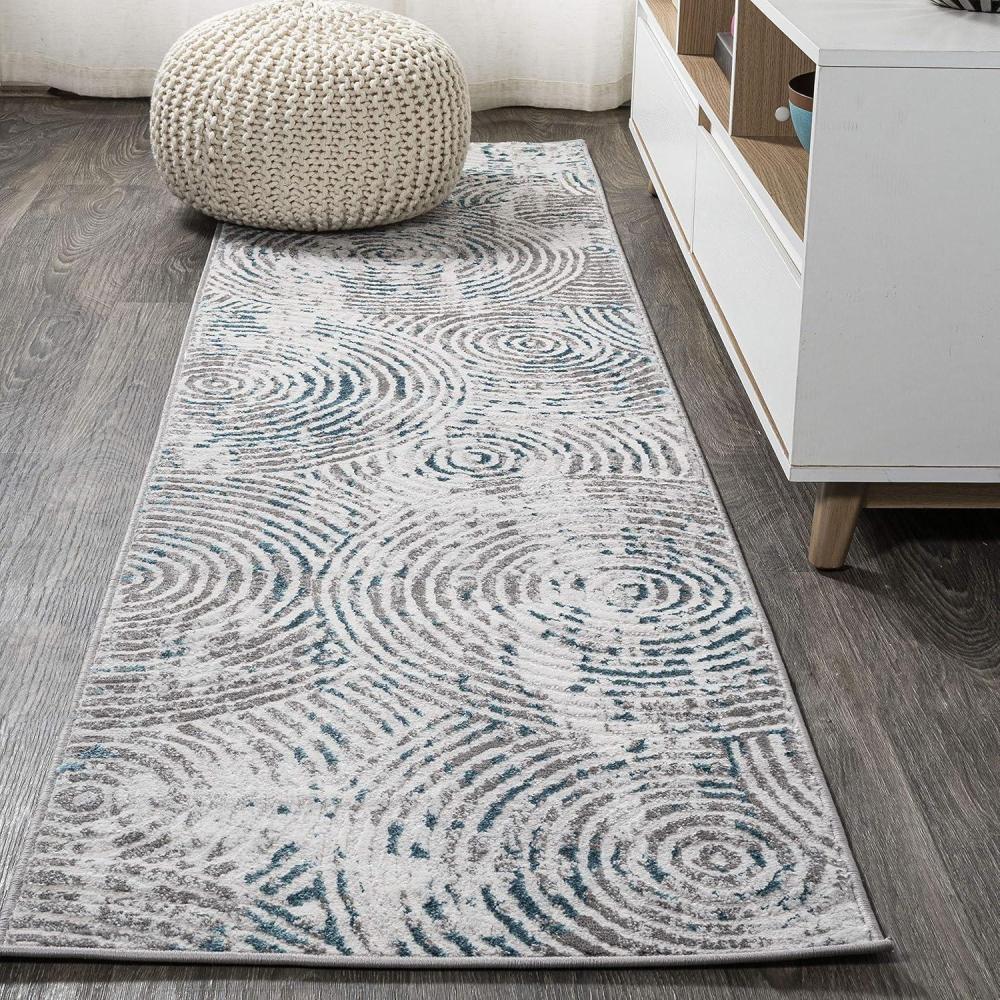 image:imageJONATHAN Y Timeworn Abstract GrayTurquoise Runner Rug 2X8 ft Modern for Living Room Bedroom Kitchen Office EasyCleaning High Traffic PetFriendly NonShedding SOR205A282 x 10 Runner