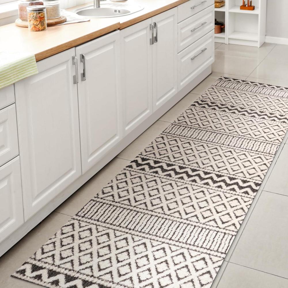 image:imageJONATHAN Y Trellis Geometric Indoor Outdoor Area Rug 5X8 BeigeGray Ormond HighLow Modern for Backyard Patio Porch EasyCleaning High Traffic PetFriendly NonShedding SBH109C5CreamBlack