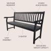 JONATHAN Y Acacia Wood Outdoor Bench, 59.1″ 3-Seat Slat-Back Patio Garden Bench with Heavy Duty 600-Lbs Support, for Porch Lawn Yard (BNH101D)(Black)