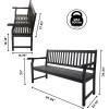 JONATHAN Y Acacia Wood Outdoor Bench, 59.1″ 3-Seat Slat-Back Patio Garden Bench with Heavy Duty 600-Lbs Support, for Porch Lawn Yard (BNH101D)(Black)