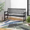 JONATHAN Y Acacia Wood Outdoor Bench, 59.1″ 3-Seat Slat-Back Patio Garden Bench with Heavy Duty 600-Lbs Support, for Porch Lawn Yard (BNH101D)(Black)