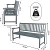 JONATHAN Y Acacia Wood Outdoor Bench, 59.1″ 3-Seat Slat-Back Patio Garden Bench with Heavy Duty 600-Lbs Support, for Porch Lawn Yard (BNH101D)(Grey)