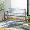 JONATHAN Y Acacia Wood Outdoor Bench, 59.1″ 3-Seat Slat-Back Patio Garden Bench with Heavy Duty 600-Lbs Support, for Porch Lawn Yard (BNH101D)(Grey)