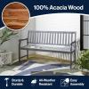 JONATHAN Y Acacia Wood Outdoor Bench, 59.1″ 3-Seat Slat-Back Patio Garden Bench with Heavy Duty 600-Lbs Support, for Porch Lawn Yard (BNH101D)(Grey)