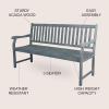 JONATHAN Y Acacia Wood Outdoor Bench, 59.1″ 3-Seat Slat-Back Patio Garden Bench with Heavy Duty 600-Lbs Support, for Porch Lawn Yard (BNH101D)(Grey)