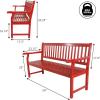 JONATHAN Y Acacia Wood Outdoor Bench, 59.1″ 3-Seat Slat-Back Patio Garden Bench with Heavy Duty 600-Lbs Support, for Porch Lawn Yard (BNH101D)(Red)