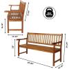 JONATHAN Y Acacia Wood Outdoor Bench, 59.1″ 3-Seat Slat-Back Patio Garden Bench with Heavy Duty 600-Lbs Support, for Porch Lawn Yard (BNH101D)(Teak)