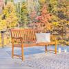 JONATHAN Y Acacia Wood Outdoor Bench, 59.1″ 3-Seat Slat-Back Patio Garden Bench with Heavy Duty 600-Lbs Support, for Porch Lawn Yard (BNH101D)(Teak)