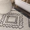 JONATHAN Y Amir Moroccan Beni Souk Gray/Cream 4×4 Square Indoor Area Rug, Bohemian, Scandinavian, Easy-Cleaning for Living Room, Bedroom, Kitchen, Pet Friendly, Non-Shedding (MOH200C-4SQ)(Cream/Black)