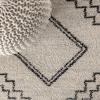 JONATHAN Y Amir Moroccan Beni Souk Gray/Cream 4×4 Square Indoor Area Rug, Bohemian, Scandinavian, Easy-Cleaning for Living Room, Bedroom, Kitchen, Pet Friendly, Non-Shedding (MOH200C-4SQ)(Cream/Black)