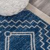 JONATHAN Y Amir Moroccan Beni Souk Gray/Cream 4×4 Square Indoor Area Rug, Bohemian, Scandinavian, Easy-Cleaning for Living Room, Bedroom, Kitchen, Pet Friendly, Non-Shedding (MOH200C-4SQ)(Navy/Ivory)