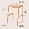 JONATHAN Y Armati 29.5″ Coastal Casual Handcrafted Outdoor Bar Stool, Teak Wood Frame, Synthetic Woven Seat, for Patio Deck Pool Garden Furniture, Light Brown/Natural Bleach Wood (BSL3001A)(Light Brown/Natural)