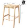 JONATHAN Y Armati 29.5″ Coastal Casual Handcrafted Outdoor Bar Stool, Teak Wood Frame, Synthetic Woven Seat, for Patio Deck Pool Garden Furniture, Light Brown/Natural Bleach Wood (BSL3001A)(Light Brown/Natural)