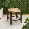 JONATHAN Y Columnar Handcrafted Teak Wood Outdoor Counter Stool, 25.5″ Height, Casual Boho Style, Synthetic Woven Rattan Seat, Weather Resistant Patio Furniture, Light Brown/Dark Brown Wood (CSL3004A)(Light Brown/Dark Brown)