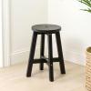 JONATHAN Y Grove 18″ Round Outdoor Stool, Coastal Casual Acacia Wood Accent Stool for Patio, Garden, Deck, Porch, Side Table, Black (STL2001B)(Black)