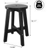 JONATHAN Y Grove 18″ Round Outdoor Stool, Coastal Casual Acacia Wood Accent Stool for Patio, Garden, Deck, Porch, Side Table, Black (STL2001B)(Black)