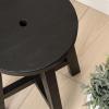 JONATHAN Y Grove 18″ Round Outdoor Stool, Coastal Casual Acacia Wood Accent Stool for Patio, Garden, Deck, Porch, Side Table, Black (STL2001B)(Black)
