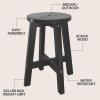 JONATHAN Y Grove 18″ Round Outdoor Stool, Coastal Casual Acacia Wood Accent Stool for Patio, Garden, Deck, Porch, Side Table, Black (STL2001B)(Black)