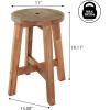 JONATHAN Y Grove 18″ Round Outdoor Stool, Coastal Casual Acacia Wood Accent Stool for Patio, Garden, Deck, Porch, Side Table, Black (STL2001B)(Natural)