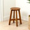 JONATHAN Y Grove 18″ Round Outdoor Stool, Coastal Casual Acacia Wood Accent Stool for Patio, Garden, Deck, Porch, Side Table, Black (STL2001B)(Natural)