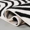JONATHAN Y Maribo High-Low Abstract Striped Beige/Cream 5×8 Indoor/Outdoor Area Rug for Patio, Backyard, Living Room, Bedroom, Office, Hose-Washable (SCN103D-5)(Black/White)