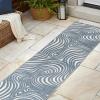 JONATHAN Y Maribo High-Low Abstract Striped Beige/Cream 5×8 Indoor/Outdoor Area Rug for Patio, Backyard, Living Room, Bedroom, Office, Hose-Washable (SCN103D-5)(Dark Blue/Cream)