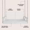 JONATHAN Y Natura 51″ Acacia Wood Outdoor Porch Swing Chair Bench, 705 LBS Capacity Coastal Farmhouse Slat Back with Hanging Chains for Patio, Garden, Yard, Natural Finish (BNH105A)(White)