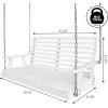 JONATHAN Y Natura 51″ Acacia Wood Outdoor Porch Swing Chair Bench, 705 LBS Capacity Coastal Farmhouse Slat Back with Hanging Chains for Patio, Garden, Yard, Natural Finish (BNH105A)(White)
