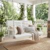 JONATHAN Y Natura 51″ Acacia Wood Outdoor Porch Swing Chair Bench, 705 LBS Capacity Coastal Farmhouse Slat Back with Hanging Chains for Patio, Garden, Yard, Natural Finish (BNH105A)(White)