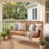 JONATHAN Y Natura 51″ Acacia Wood Outdoor Porch Swing Chair Bench, 705 LBS Capacity Coastal Farmhouse Slat Back with Hanging Chains for Patio, Garden, Yard, Natural Finish (BNH105A)(Natural)