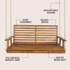JONATHAN Y Natura 51″ Acacia Wood Outdoor Porch Swing Chair Bench, 705 LBS Capacity Coastal Farmhouse Slat Back with Hanging Chains for Patio, Garden, Yard, Natural Finish (BNH105A)(Natural)