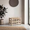 JONATHAN Y Outdoor Handcrafted Teak Wood Bench & Stool, 27.5″ Coastal Bohemian Accent Stool, Synthetic Woven Rattan Seat, Small Patio Garden Porch Furniture, Light Brown/Black Wood (STL3001B)(Light Brown/Natural Bleach Wood)