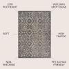 JONATHAN Y Roma Ornate Geometric Tile Gray Runner Rug, 2×8, Transitional, Contemporary, Easy-Cleaning for Living Room, Bedroom, Kitchen, Pet Friendly, Non-Shedding (MDP405A-28)(5’2″ x 7’5″ (Rectangular))