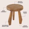 JONATHAN Y Rustic Coastal 15″ Light Wood Solid Acacia Wood Outdoor Stool, Tripod Round Patio Garden Stool, Weather Resistant Accent Side Table for Porch Deck Lawn (STL2000B)(Natural)