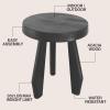 JONATHAN Y Rustic Coastal 15″ Light Wood Solid Acacia Wood Outdoor Stool, Tripod Round Patio Garden Stool, Weather Resistant Accent Side Table for Porch Deck Lawn (STL2000B)(Black)