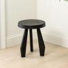 JONATHAN Y Rustic Coastal 15″ Light Wood Solid Acacia Wood Outdoor Stool, Tripod Round Patio Garden Stool, Weather Resistant Accent Side Table for Porch Deck Lawn (STL2000B)(Black)