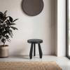JONATHAN Y Rustic Coastal 15″ Light Wood Solid Acacia Wood Outdoor Stool, Tripod Round Patio Garden Stool, Weather Resistant Accent Side Table for Porch Deck Lawn (STL2000B)(Black)