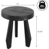 JONATHAN Y Rustic Coastal 15″ Light Wood Solid Acacia Wood Outdoor Stool, Tripod Round Patio Garden Stool, Weather Resistant Accent Side Table for Porch Deck Lawn (STL2000B)(Black)